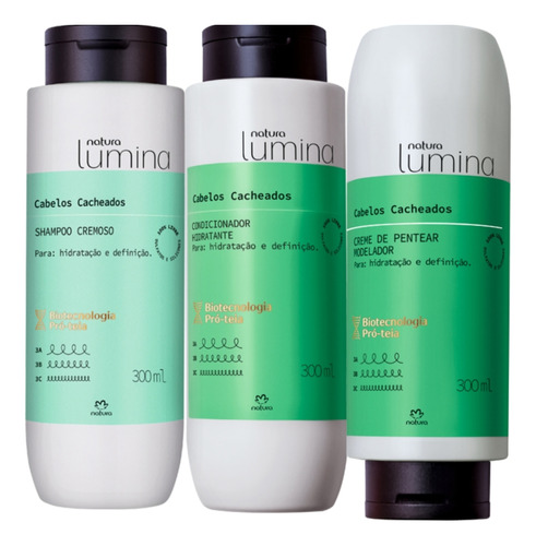 Natura Lumina Kit Shampoo+ Cond+ Creme Pentear Cab Cacheados