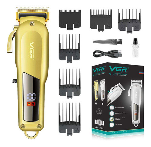 Máquina Cortar Pelo Vgr V-278 Acero Titanio Recargable Usb Color Dorado