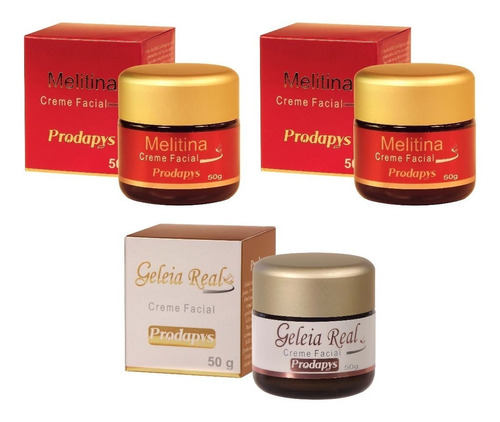 Creme Facial Melitina 50g + Creme Geleia Real  Kit Com 3 Uni