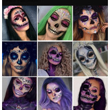 Gemas Faciales Brillantes Tatuaje Adhesiva Halloween Catrina