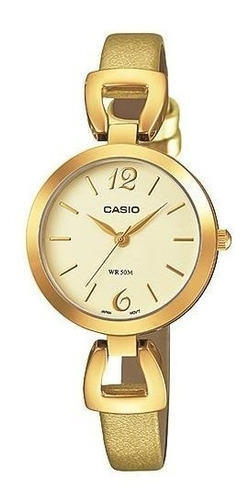 Reloj Mujer Casio Ltpe402gl-9a Malla Cuero