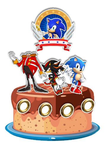 Topo De Bolo Topper Personalizado Sonic Mod 4