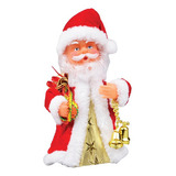 1 Papai Noel Musica Português Giratório 18x9cm Enfeite Nat Pilha