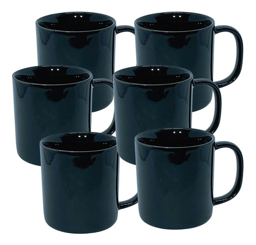 Jogo Xicara Caneca Cafe Cha Porcelana Preta 200ml 10un