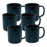 Jogo Xicara Caneca Cafe Cha Porcelana Preta 200ml 10un