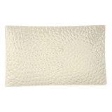 Bandeja Fuente Rectangular Cerámica Blanca Relieve - 20x12cm