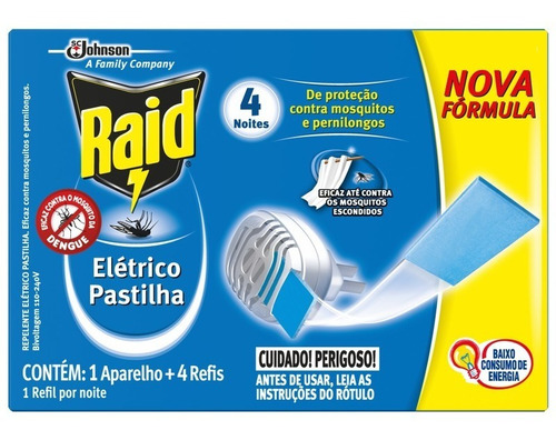 Dispositivo Repelente Elétrico Raid Tablet + Recarga Com 4 Unidades