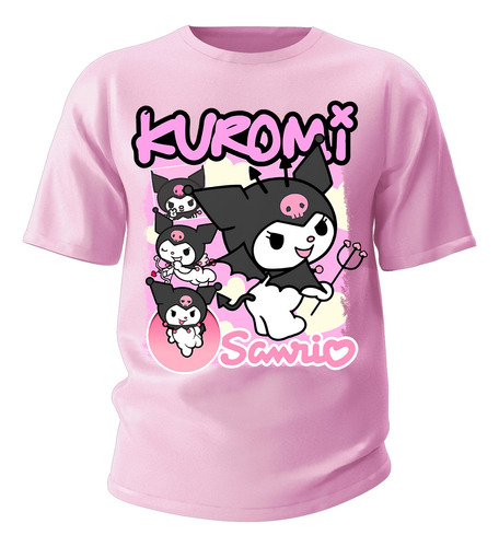 Camiseta Basica Kuromi Collage Punk Hello Kitty Dark Anime