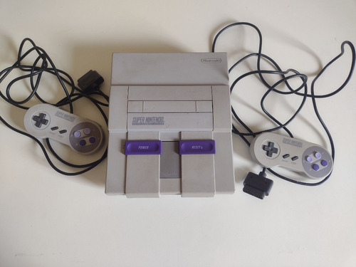 Super Nintendo + 2 Controles Originais + Super Mario World E Super Mario Kart Originais + Everdrive China + Fonte E Cabo Rf Original 