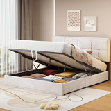 Cama Queen Size Con Almacenamiento Hidráulico Y Tapizado De 