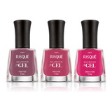 Kit Esmalte Diamond Gel Risque 3 Tons De Rosa 9,5ml