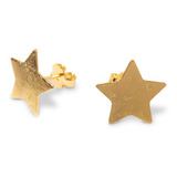 Aros Estrella Satinados Enchapado Oro 18 K