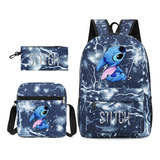 Mochila Infantil Disney Stitch, Estojo De Lápis, Conjunto De