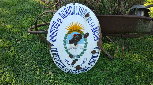 Antiguo Cartel Enlozado Escudo Dirección Defensa Agricola