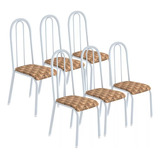 Conjunto Kit 6 Cadeiras Cozinha Jantar Aço Branco Almofadada
