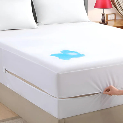 Hogar Yume® Cubre Colchón C/cierre Antichinches Impermeable Individual Color Blanco Diseño De La Tela Blanco 100*190*45cm Protección Tridimensional Total Contra Ácaros Y Polvo.