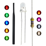 Kit 100x Led 3mm Brilho + Termo Retrátil +resistor 5v 9v 12v