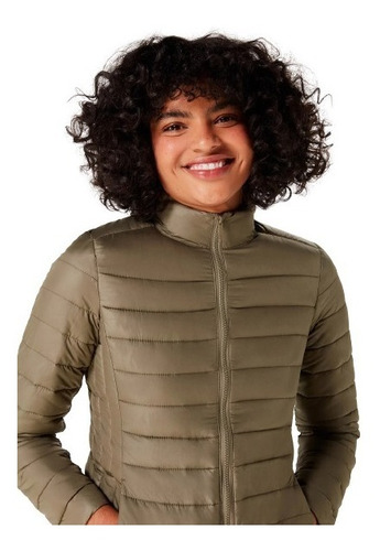 Jaqueta Básica Feminina Puffer Hering Com Forro - Verde