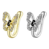 - 2 Pcs Anillo De Nariz, Mariposa De Cristal, Piercing Falso