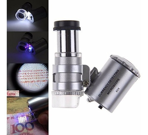 Microscopio  Lupa De Bolsillo Luz Led/uv 60x