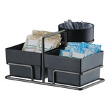 Suporte Cafe Porta Saches Organizador Mesa Preto Onix Cor Preto Com Aço Ônix Organizador Sachês