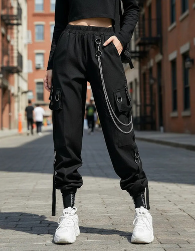 Pantalones Cargo Estilo Hip Hop Para Mujer Moda Streetwear | Meses sin interés