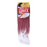 Cabelo Sintetico 400g Trança Jumbão Super X + Agulha Cor Vinho Com Californiana Branco T118/11