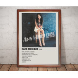 Amy Winehouse Poster Album Back To Black En Cuadro Vidriado
