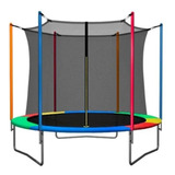 Cama Elástica Bounce 10ft00 Con Diámetro De 3.05 m, Color Del Cobertor De Resortes Multicolor Y Lona Negra