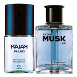 Natura Kaiak Pulso Deo Corporal 100ml + Avon Musk Air Colônia Desodorante 90ml Kit 2 Perfumes