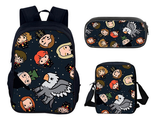 Mochila Escolar De Harry Potter For Estudiante, 3 Piezas