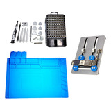 Kit Ferramenta Celular + Base Reparo Placa + Manta Silicone 