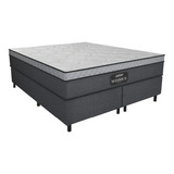 Cama Box Queen Gazin Maximus Molas Ensacadas Linho Grafite