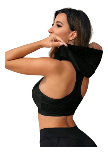 Crop Top Deportivo Con Capucha Y Cremallera -  Ref. 2305