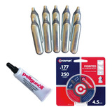 Kit 10 Tanques Co2 12g Con Diábolos 4.5 Mm Y Aceite Pellgun