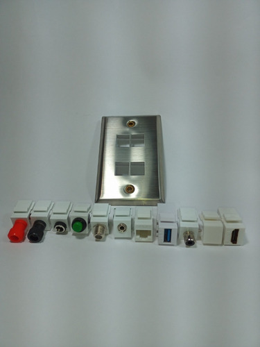 Placa De Pared Acero Inox 4 Conectores Keystone A Elegir