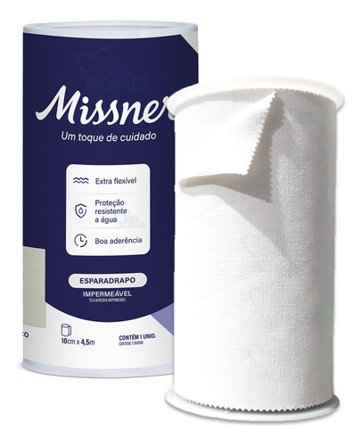 Esparadrapo Impermeável Flexível Branco 10cm X 4.5m Missner