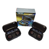 Kit C/ 2 Fones De Ouvido Bluetooth M10 Luz Led Power Bank