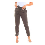 Calça Feminina Skinny Sarja Elastano Elástico Cordão Ajuste