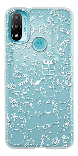 Funda Para Motorola Diseño Navideño Personalizada Con Nombre