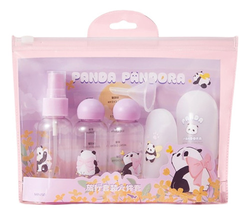 Set Kit Botellas De Viaje Panda Kawaii Osito 