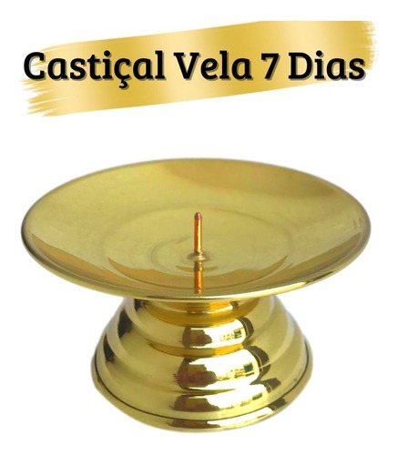 Castiçal De Latão- Suporte Para 1 Vela 7 Dias