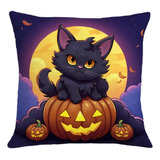 Cojines Personalizados Halloween Calabaza Gato Luna 40cm 