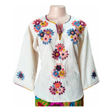 Hermosa  Blusa  Artesanal  Bordada A Mano