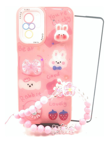 Case Conejito + Mica Cristal Para Xiaomi Note 10 / Note 10s