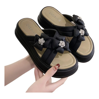 Sandalias De Plataforma Con Moño Y Pedrería Para Mujer | MercadoLibre