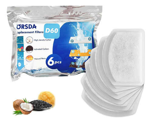 Orsda Filtros De Fuente De Agua Para Gatos, Paquete De 6 Fil