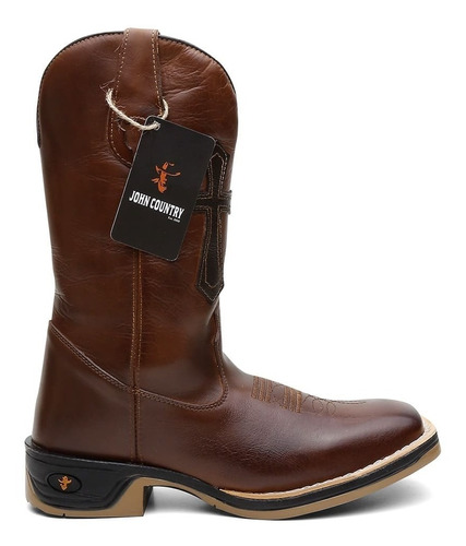 Bota Botina Texana Country Masculina 100% Em Couro Legítimo 