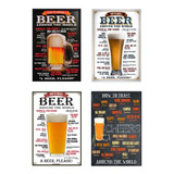 Carteles Metalicos Pack 4  Como Pedir Cerveza  Cheers 20x30 