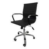 Sillón Ejecutivo Gerencial Aluminium Ecocuero Silla Respaldo Bajo Negro